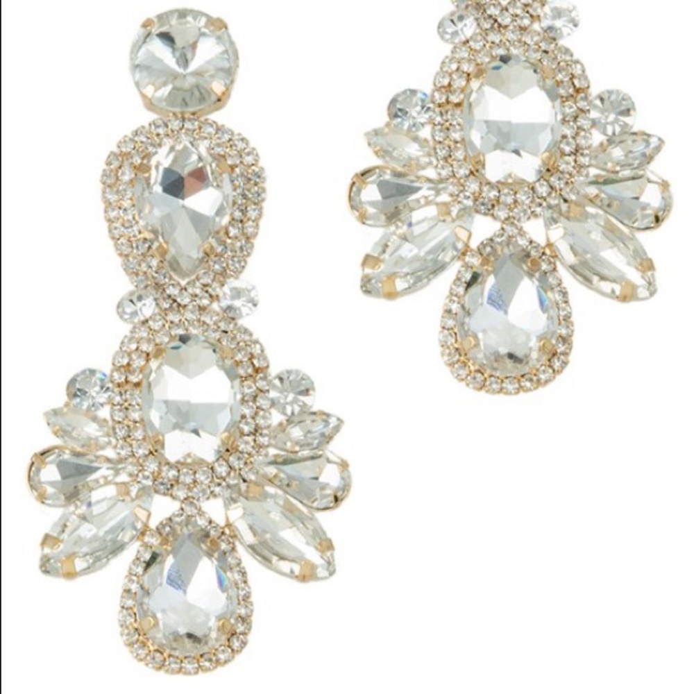 Gold Rhinestone Earrings - Picture 2 of 3